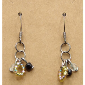 Beaded Hoop Earrings Yellow/Black One Size